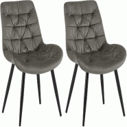 Décoshop26 - Chaises de salle à manger x2 en velours anthracite cadre en métal noir confort & élégance intemporelle 10_0007445 - noir métal 3000