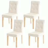 Décoshop26 - Lot de 4 chaises en synthétique crème pieds en bois clair CDS04543 - 3000044591301 Décoshop26 - Lot de 4 chaises en synthétique crème pieds en bois clair CDS04543 - 3000044591301