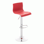 Décoshop26 - Tabouret de bar x1 avec repose-pieds design moderne plastique rouge et métal 10_0000058 - 3000883969606
