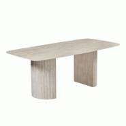 Deladeco Table moderne en céramique aspect travertin Judy - 3665367398459