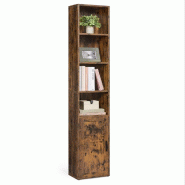 Helloshop26 - Bibliothèque étagère haute sur 6 niveaux avec porte meuble de rangement ouvert 24 x 318 x 175 cm pour salon bureau 12_0005282 - 30002
