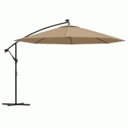 Helloshop26 - Parasol meuble de jardin en porte-à-feux et poteau métallique 350 cm taupe 02_0008655 - métal 3000461547769_0