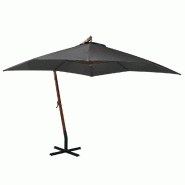 Helloshop26 - Parasol suspendu avec mât 3 x 3 m bois de sapin massif anthracite 02_0008706 - 3000464082724