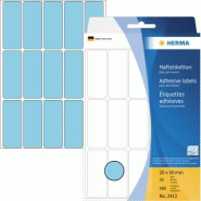 HERMA 480 étiquettes bleues multi-usage, format 20 x 50 mm (32 feuilles 11x17 / cdt) - bleu 2413