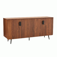 Oviala Business Buffet moderne 4 portes 160 cm bois foncé - marron Bois massif 113882