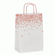 Sac "Bulles or rosé" poignées torsadées 26+14x31cm - par 25