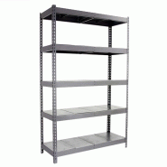 SimonRack Rayonnage industriel, 2000x1800x750 mm, 400 kg au point de flexion, 5 étagères métalliques, rayonnage garage, Gris/Galvanisé- Ecoforte -