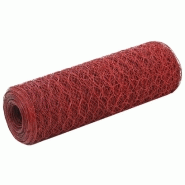 Vidaxl grillage acier avec revêtement en pvc 25x0,5 m rouge 143299