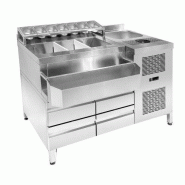 Cocktails bar station réfrigérée inclus évier, lave-verres, bacs gn, speedrail porte-bouteilles l1340mm 7083.0045 COMBISTEEL
