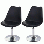 Décoshop26 - Lot de 2 chaises pivotantes chaise de cuisine réglable en hauteur en PVC noir piètement chromé 04_0000271 - noir 3000252308982 Décoshop26 - Lot de 2 chaises pivotantes chaise de cuisine réglable en hauteur en PVC noir piètement chromé 04_0000271 - noir 3000252308982