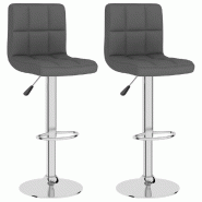 Décoshop26 - Lot de 2 tabourets de bar chaises hautes avec dossier en tissu gris foncé et acier DEC029704 - gris 3000257513114