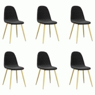 Décoshop26 - Set de 6 chaises de salle à manger design moderne coutures en losange en velours noir DEC025709 - noir 3000255398683 Décoshop26 - Set de 6 chaises de salle à manger design moderne coutures en losange en velours noir DEC025709 - noir 3000255398683