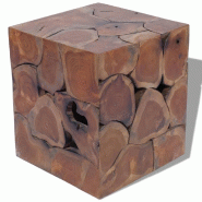 Décoshop26 - Tabouret assise support plantes 40 x 40 x 45 cm en bois de teck massif brun DEC026336 - Bois massif 3000255762156