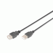 DIGITUS Câble d'extension USB-A, 5m, USB-A - USB-A, 5 m, noir - noir AK-300202-050-S