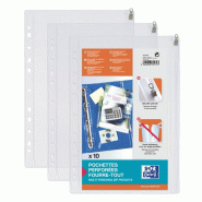 ELBA Lot de 5 Sachet de 10 pochettes perforées fourre-tout à zip, 17x30,5, en PVC 14/100e - 3045056701713_0