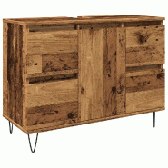 Helloshop26 - Armoire de salle de bain vintage avec rangement 80 x 33 x 60 cm style industriel en bois vieux bois 02_0051115 - Bois massif 30002367473