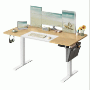 Helloshop26 - Bureau assis debout électrique table réglable en hauteur mémoire 4 hauteurs pochette cadre en acier dessus de table 12_0004556 - acie