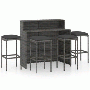 Helloshop26 - Ensemble de bar de jardin avec coussins 5 pièces gris - 3000733382722