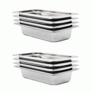 Helloshop26 - Lot de 8 récipients gastronorm empilables pratique cuisine 325 x 176 x 65 mm en acier inoxydable argenté 02_0045991 - argenté inox 30