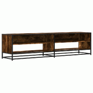 Helloshop26 - Meuble TV industriel avec grand rangement 180,5 x 40 x 46 cm en bois d'ingénierie chêne fumé 02_0055619 - métal 3000239112069