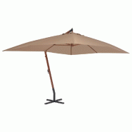 Helloshop26 - Parasol meuble de jardin en porte-à-fau x avec mât en bois 400 x 300 cm taupe 02_0008627 - 3000460147762