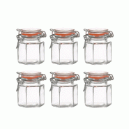 Lot de 6 bocaux Weck hexagonaux – 100 ml – Transparent - transparent verre FN27933
