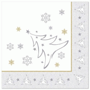 PAPSTAR 50 Serviettes "ROYAL Collection" 1/4-pli 40 cm x 40 cm argent "X-Mas Elegance" - argenté papier 87105