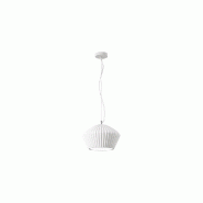 Suspension en plâtre plissé et métal blanc, lustre moderne à design réglable, 1 ampoule E27 40 W, diamètre 34,5 cm, blanc mat - Perenz - blanc 8420 B