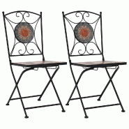 VidaXL Chaises De Bistrot Mosaïque 2 Pcs Orange Et Gris - orange 46718