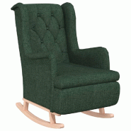 VidaXL Fauteuil avec pieds à bascule en bois d'hévéa Vert foncé Tissu Modèle Rionelle - 329411