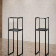 Vitrine T-Métal table 45x45xH150cm 1 bande LED - noir