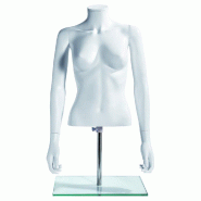Buste femme avec bras sur pied en verre pour vêtements taille 36
