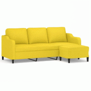 Canapé à 3 places avec repose-pieds Jaune clair 180 cm Tissu Modèle Orion Line Pro - 8721012061071