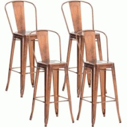 CLP Lot de 4 tabourets de bar Design Aiden Cuivre - marron métal 312736 CLP Lot de 4 tabourets de bar Design Aiden Cuivre - marron métal 312736