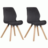 Décoshop26 - Lot de 2 chaises de salle à manger en velours gris foncé style scandinave pieds bois CDS101125 - gris 3000390769607 Décoshop26 - Lot de 2 chaises de salle à manger en velours gris foncé style scandinave pieds bois CDS101125 - gris 3000390769607