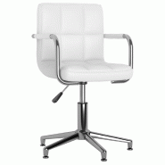 Helloshop26 - Chaise fauteuil siège de bureau informatique étude pivotante similicuir blanc 02_0024049 - blanc acier 3000214658735