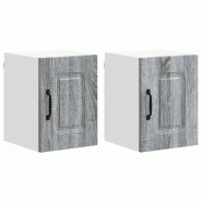 Helloshop26 - Lot de 2 armoires murales de cuisine design moderne 30 x 31 x 40 cm grand espace de stockage en bois d'ingénierie gris 02_0053546 - gri