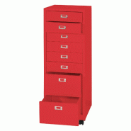 Mendler Caisson à roulettes HWC-L49, armoire à tiroirs Armoire à dossiers en acier, métal 115x40x41cm 8 tiroirs ~ rouge - rouge métal 99475