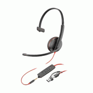 Micro-casque Poly Blackwire 3215 monaural USB-C + connexion 3,5 mm + adaptateur USB-C/A_0