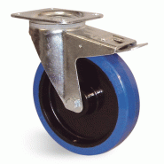 Roulette caoutchouc bleu à platine à double frein 160mm - GUITEL HERVIEU - ep5bd160-571r - 867417
