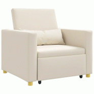 VidaXL Canapé-lit escamotable simple Blanc crème 90 x 165 x 87 cm Modèle Yermelora - 8721158862037