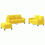 VidaXL Ensemble de canapés 3 pcs avec coussins Jaune clair Tissu Modèle Quartz Chic - 3201457