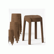 12 Tabourets Gigognes empilables BM HOME TAB-MARRON en plastique, légers pour la maison salle de classe, cuisine, jardin - marron plastique polypropy