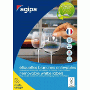 Agipa 101625 Lot de 15300 Etiquettes multi usage enlevable coins arrondis 22 x 16 mm Blanc - 3270241016253