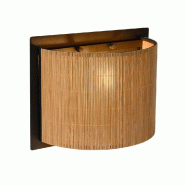 Applique murale métal noir abat-jour bambou - E27 - Lucide  - Magius - noir 5411212031174
