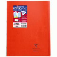 Clairefontaine Lot de 10 Cahier Kover Book 24x32, 96p./48 feuilles 90 g/m² piquées, couv. Transparente rouge, quadrillé 5x5 + marge - 3037929816044