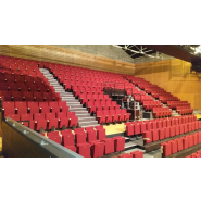 Fauteuil  de spectacle à piétement métallique central avec accoudoirs manchette en bois massif pour ERP - PHILAÉ._1