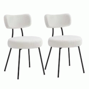 Helloshop26 - Chaises salle à manger lot de 2 tissu peluche dossier courbé chaises de cuisine rembourrées cader en acier modernes 12_0004987 - 3000 Helloshop26 - Chaises salle à manger lot de 2 tissu peluche dossier courbé chaises de cuisine rembourrées cader en acier modernes 12_0004987 - 3000