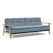 INNOVATION LIVING  CANAPÉ LIT DESIGN DUBLEXO FREJ TISSU SOFT INDIGO CONVERTIBLE 115*210 CM ACCOUDOIRS BOIS