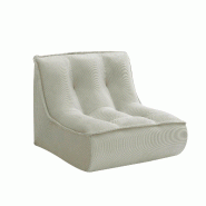 Oviala Business Fauteuil pour canapé modulable en velours 90 x 80 x 70 cm écru - blanc polyester 114162